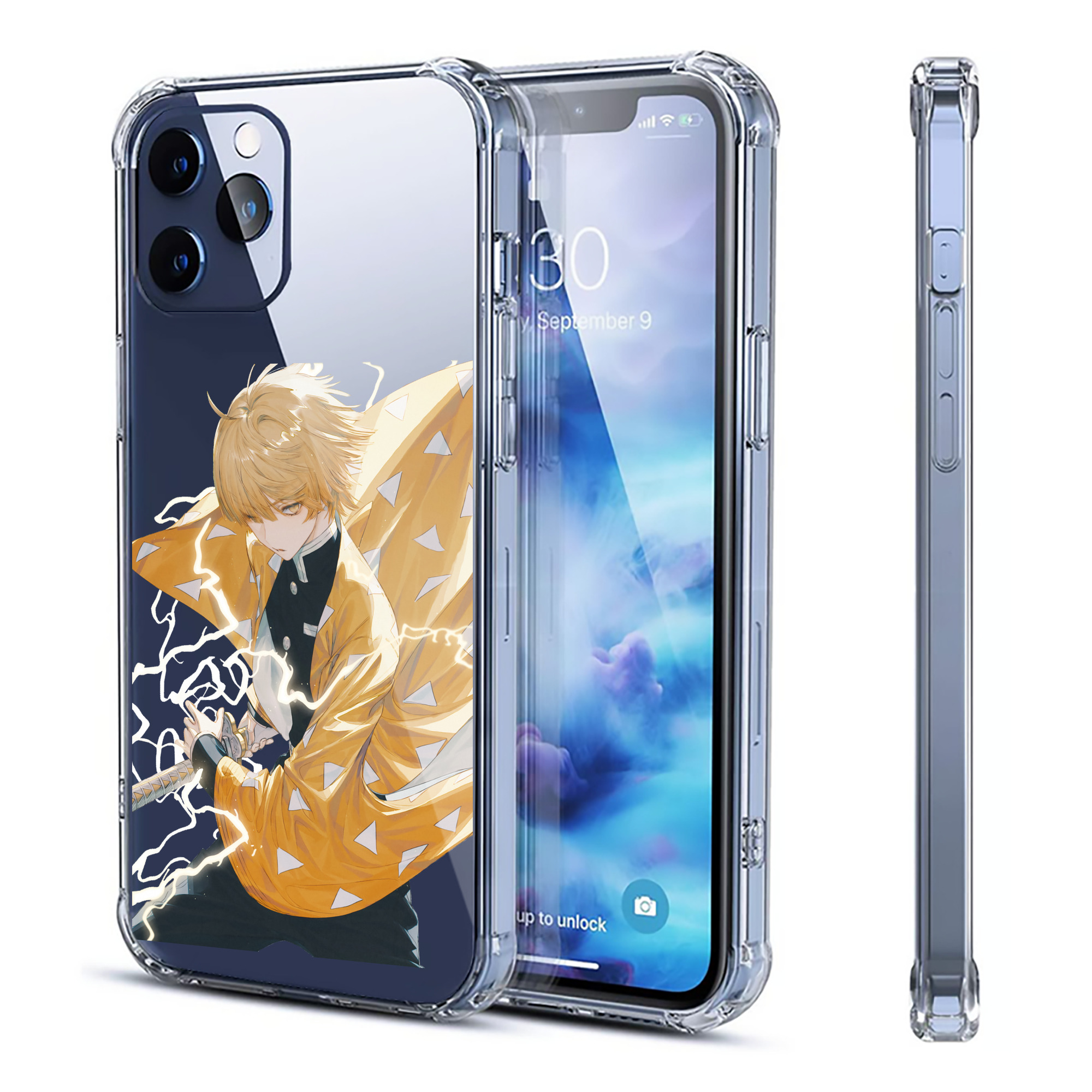 （画像用） 鬼滅の刃（きめつのやいば）我妻 善逸／あがつま ぜんいつ Agatsuma Zenitsu 【iPhone 12シリーズ対応】透明スマホケース（クリアソフトケース）